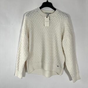 Ted Baker Wool Blend Cable Knit Sweater Womens Small Fisherman Preppy Nautical